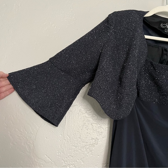 NWT Alex Evenings Black Gunmetal Midi Tank Dress with Glitter Jacket Size 8 - Picture 4 of 14